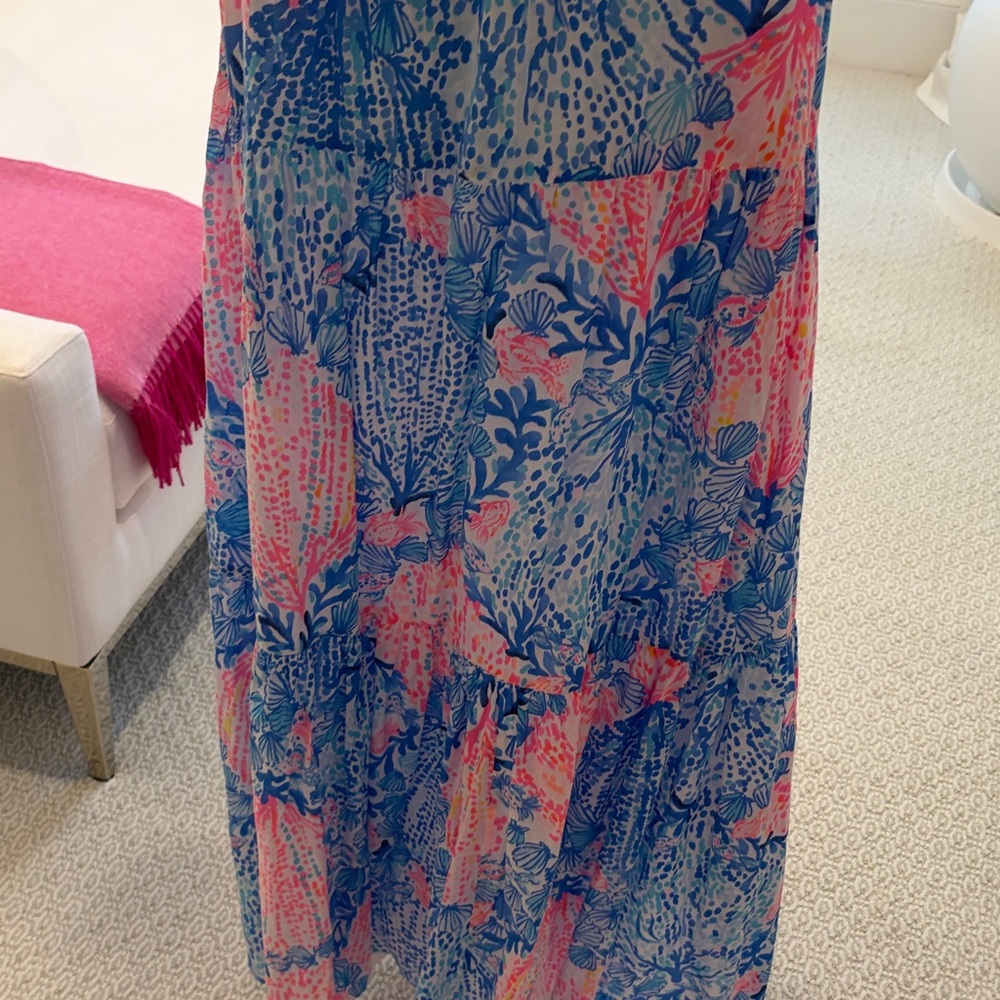 Lilly Pulitzer Dezi Pink and Blue Floral Maxi Dress - Picture 6 of 6